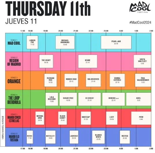 Mad Cool Festival 2024 desvela sus horarios 4 Mad Cool Festival 2024 desvela sus horarios 3 Mad Cool Festival 2024 desvela sus horarios